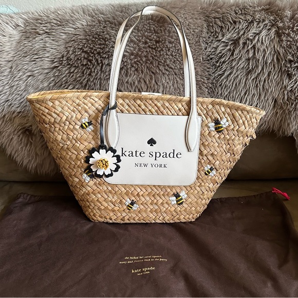 kate spade Bags Kate Spade Honey Bee Straw Shoulder Tote Bag Poshmark